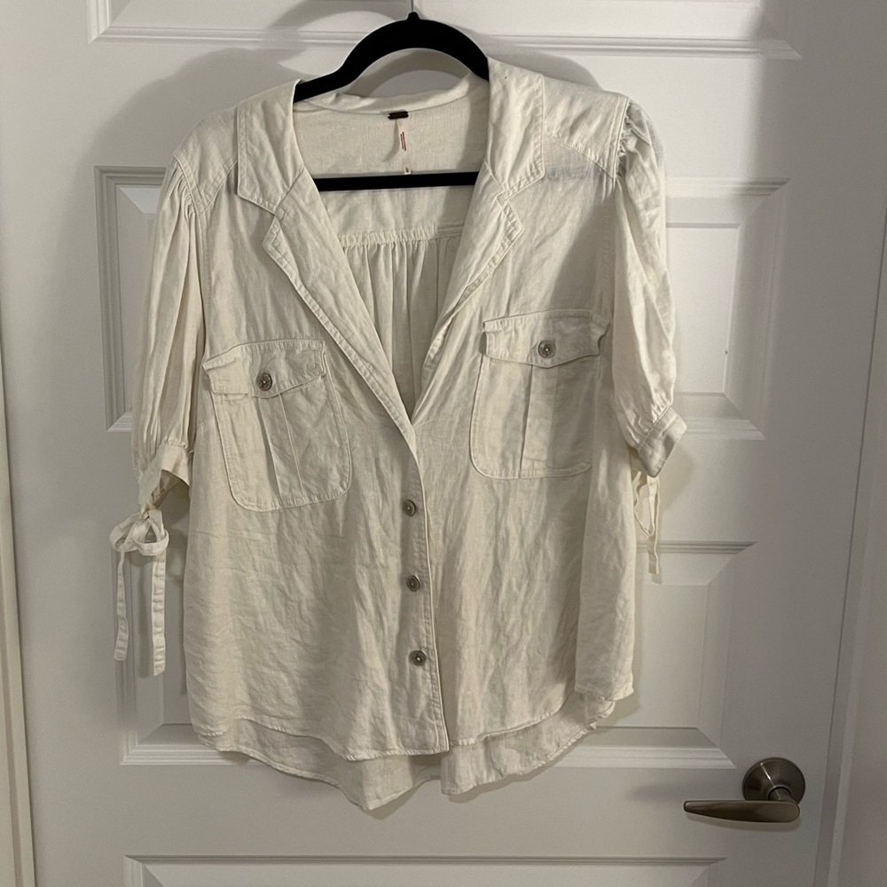Free people blouse white size large